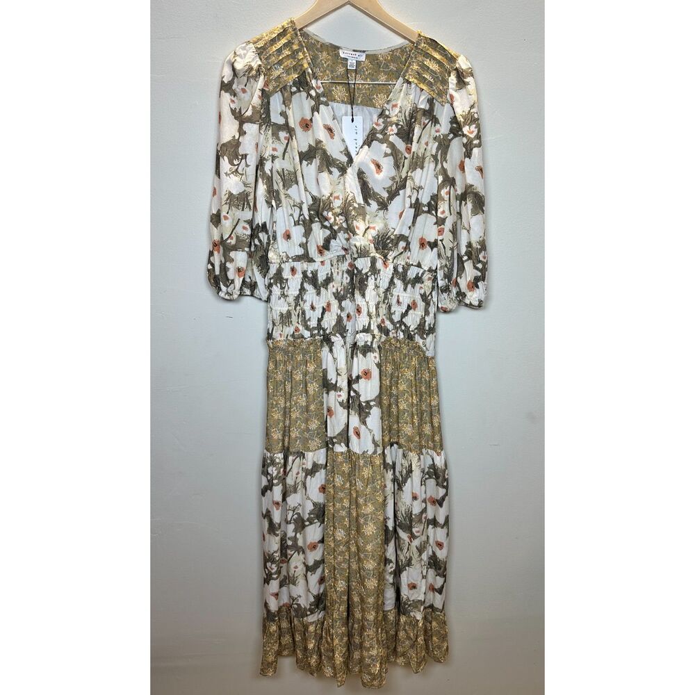 Current Air Floral Maxi Dress in Cream and Olive